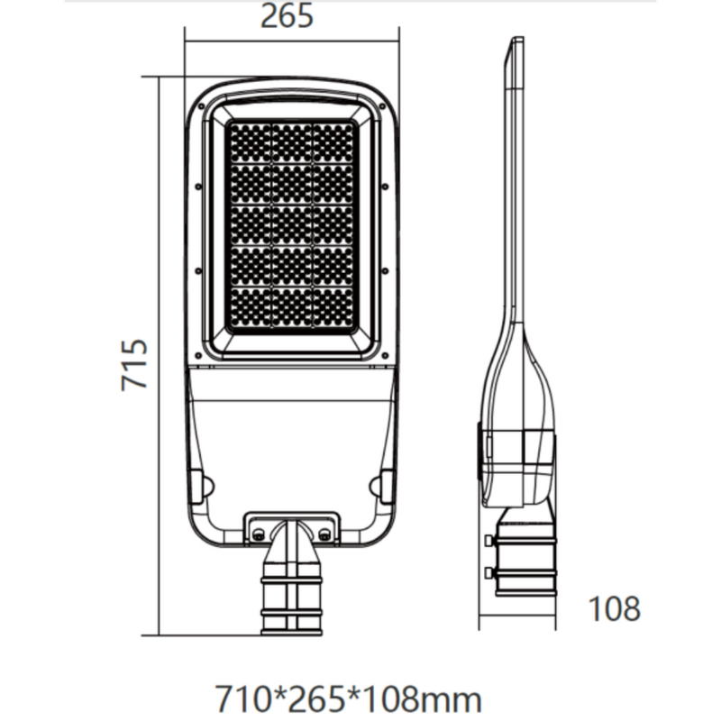 LED Street Light W265mm Black Aluminum 5000K - VBLSL-430-4-150W-50Z