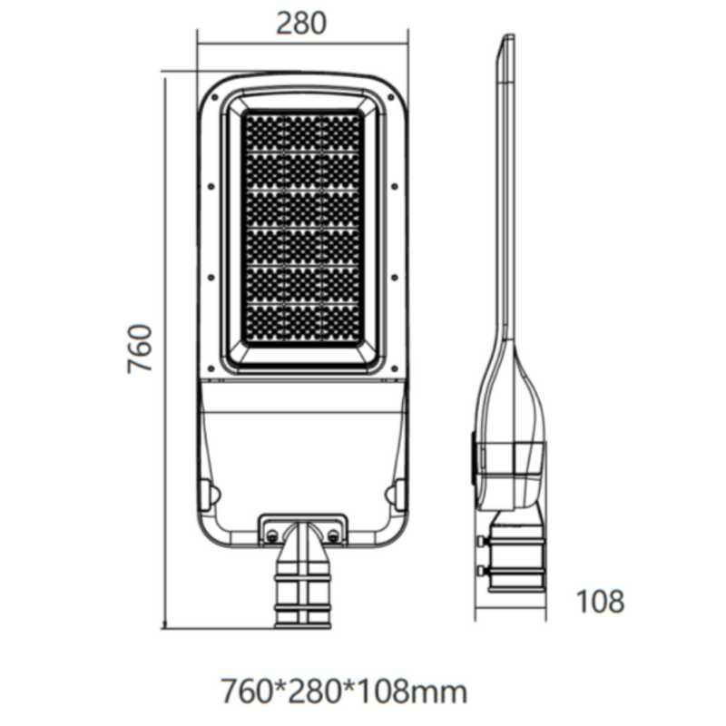 LED Street Light W280mm Black Aluminum 5000K - VBLSL-430-4-240W-50Z