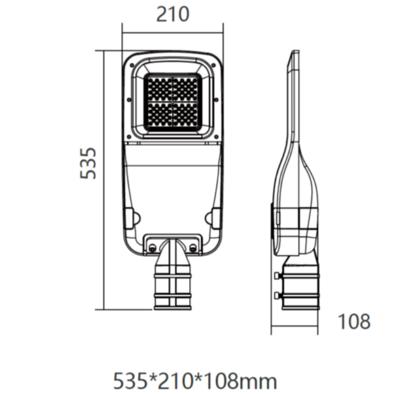 LED Street Light W210mm Black Aluminum 5000K - VBLSL-430-4-50W-50Z