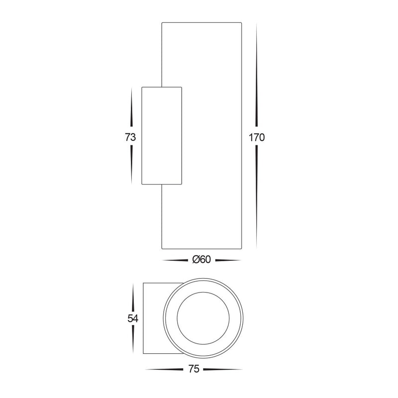 Aries Up & Down Wall Lights Black Aluminium 5CCT - HV3626S-ALUBLK