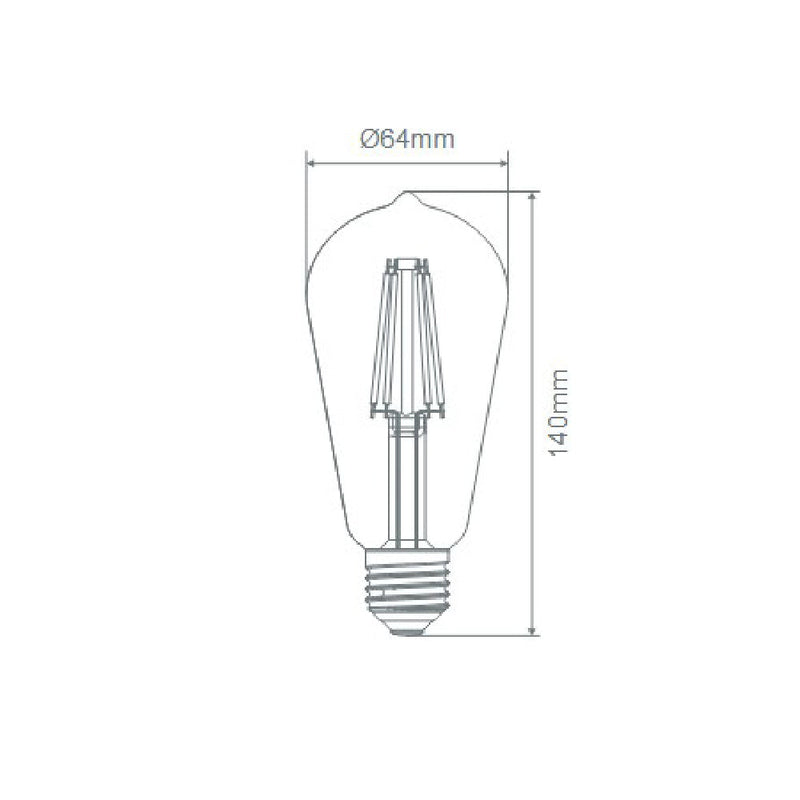 ST64 LED Filament Globe ES 240V 7.5W Clear Glass 6500K - 65937