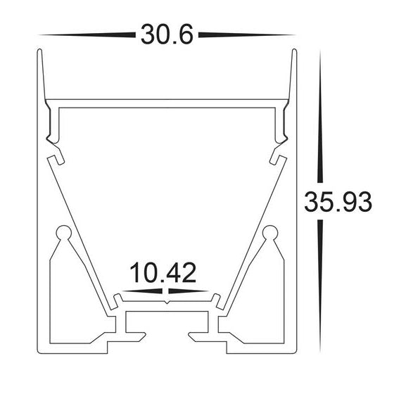 LED Strip Profile H36mm L3m Black Aluminium - HV9693-3136-BLK-3M