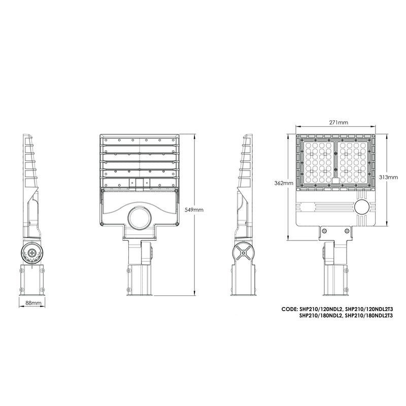 Port MKII LED Street Light Type V 100W Black Aluminium 5000K - SHP210/120NDL2