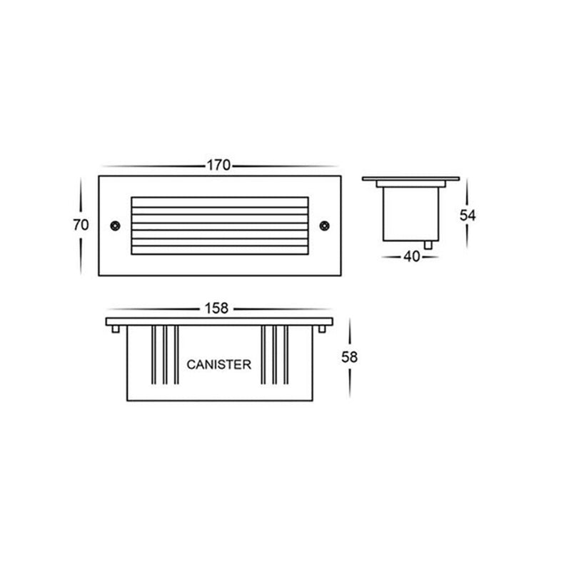 Bata Brick Light With Grill 12V 6W White Stainless Steel 3CCT - HV3006T-WHT-12V