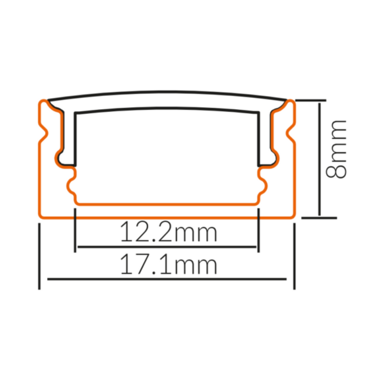 Strip Light Profile L2000mm W17mm Opal Black Aluminum -VB-ALP002-R-2M-BLK