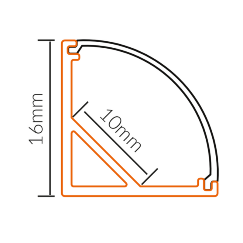 Strip Light Profile L1000mm H16mm Opal Matte Aluminum - VB-ALP006-1M