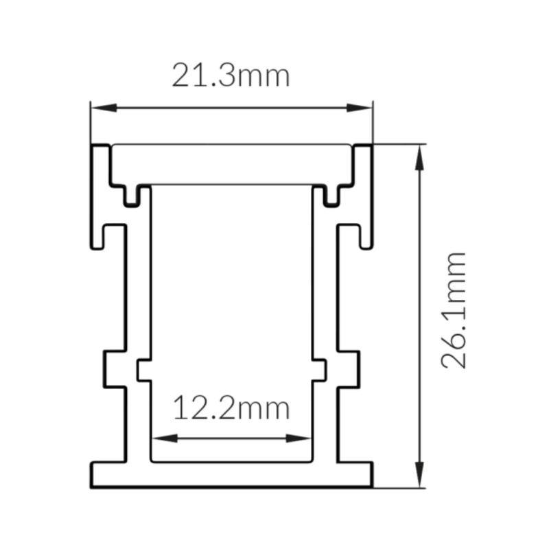 Recessed Strip Light Profile L2000mm W21mm Opal Aluminium - VB-ALP034-2M