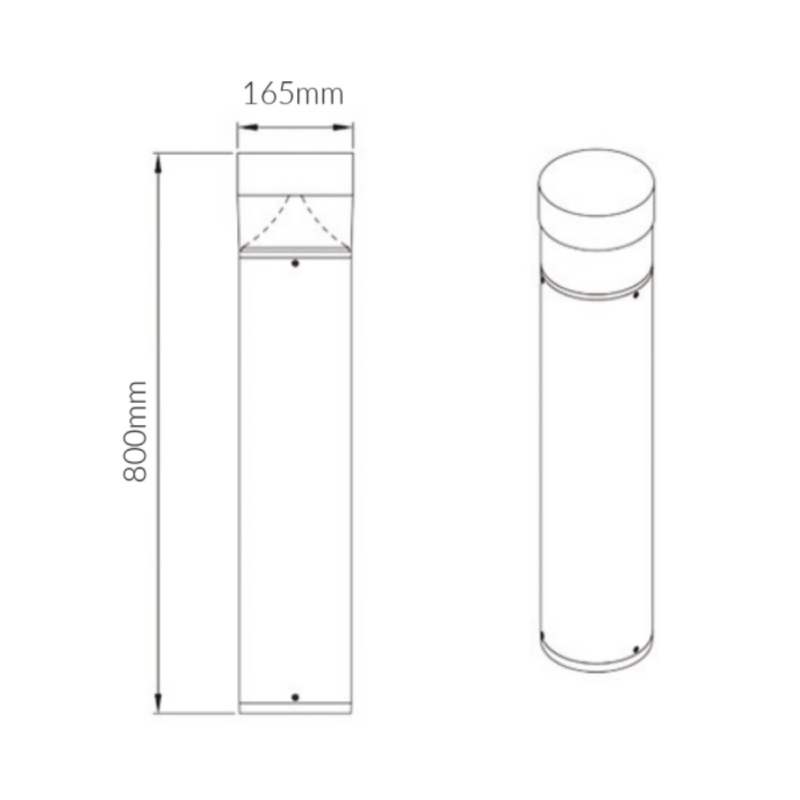 Round LED Bollard Light 8W Weatherproof Black Aluminium 4000K - VBLBO-300-4-40