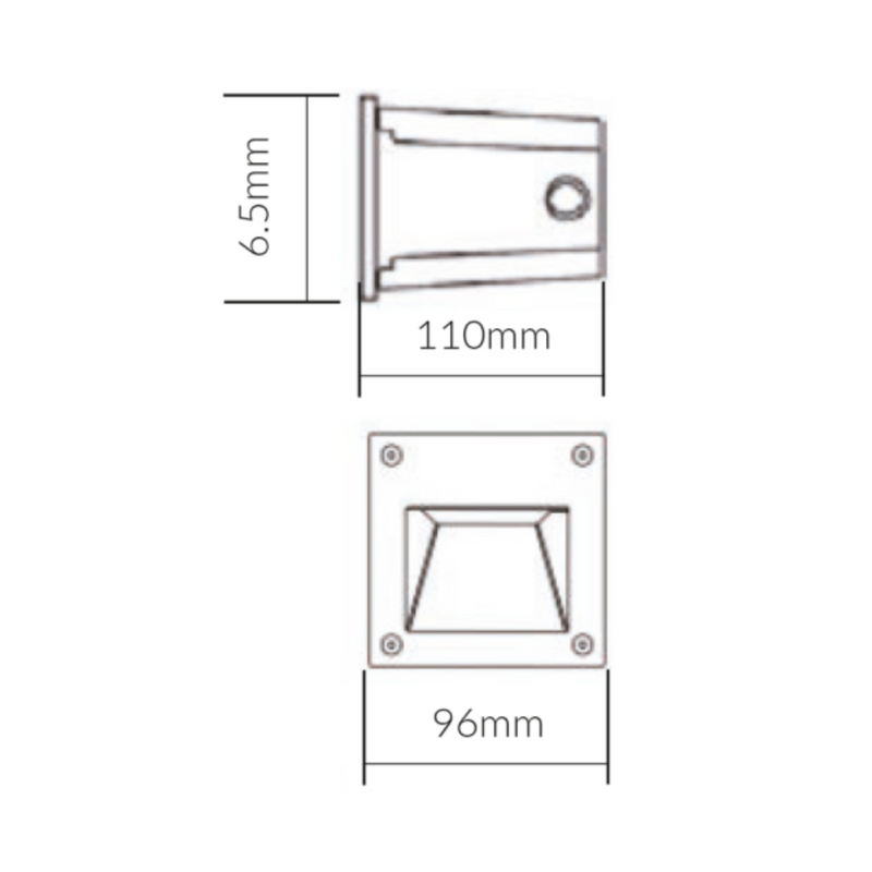 Square Step Light Open Face Silver Aluminium 3000K - VBLWL-101A-3-3K