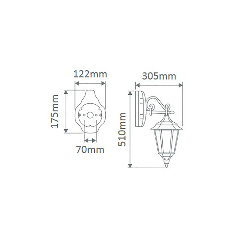 Chester Outdoor Wall Lantern Down Bracket White Aluminium - 14983