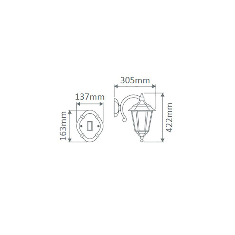 Chester Outdoor Wall Lantern Down Bracket H422mm White Aluminium - 15049