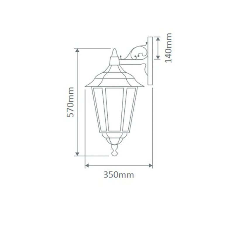 Chester Outdoor Wall Lantern Down Bracket H575mm Burgundy Aluminium - 15070