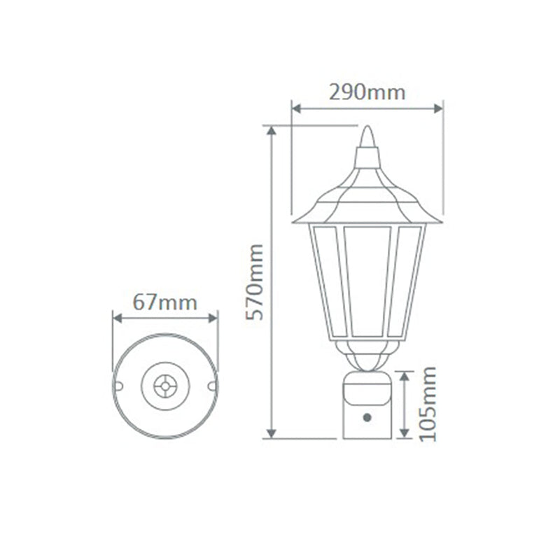 Chester Post Top H570mm White Aluminium - 15091