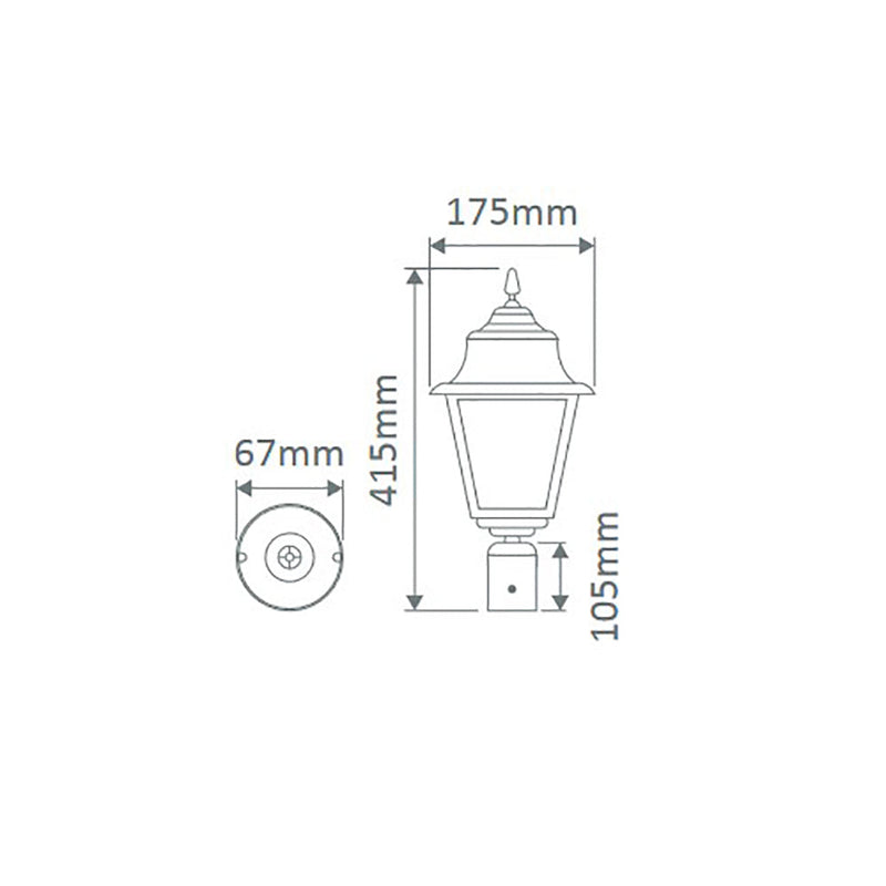 Paris Post Top H415mm White Aluminium - 15187