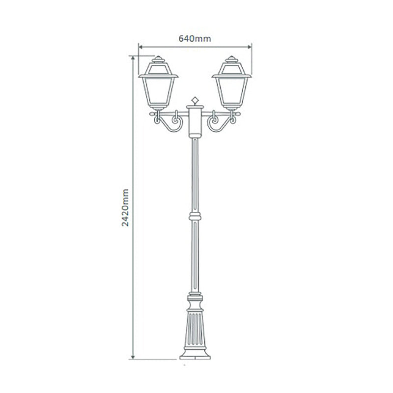 Avignon Post 2 Lights H640mm Beige Aluminium - 15242