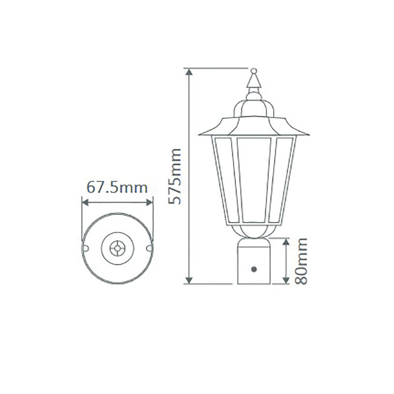 Turin Post Top H575mm Burgundy Aluminium - 15508