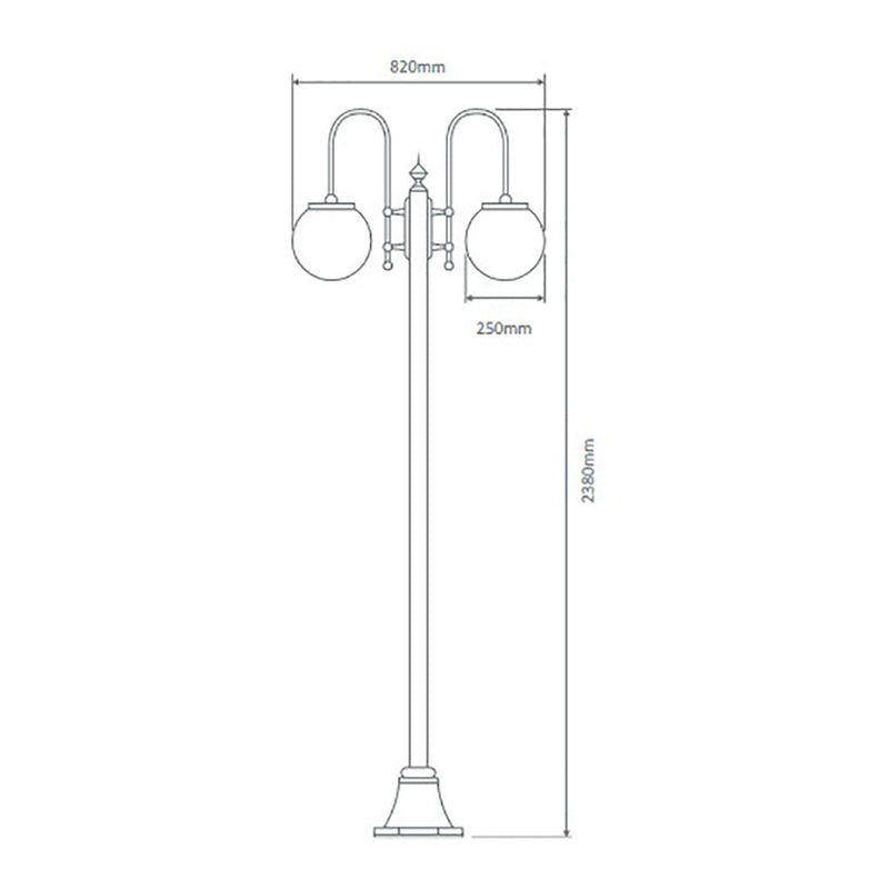 Lisbon Post 2 Lights Down Bracket H2380mm W820mm Burgundy Aluminium - 15790