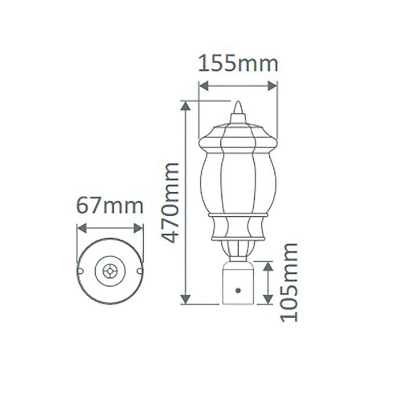 Vienna Post Top Beige Aluminium - 15950