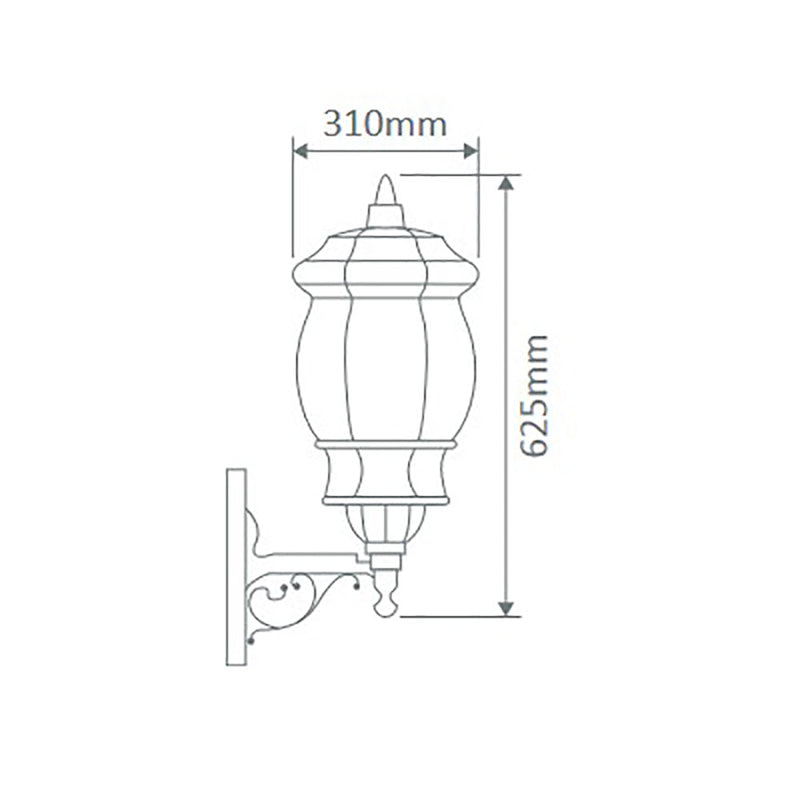 Vienna Wall Sconce Up Bracket H625mm Burgundy Aluminium - 15988