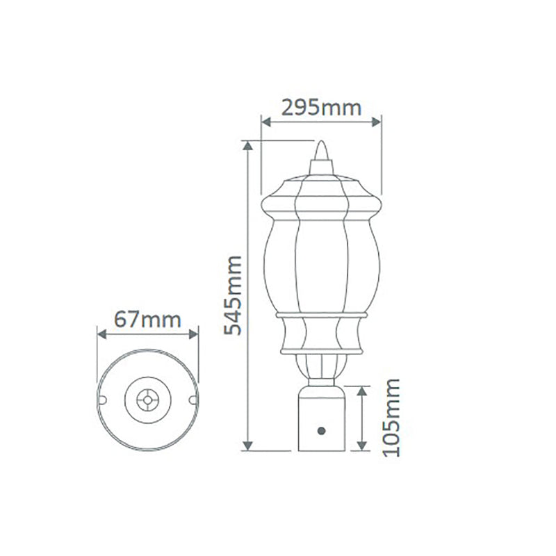 Vienna Post Top H545mm Burgundy Aluminium - 16006