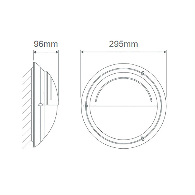 Polyring Round Eyelid Bunker Light W295mm Black Polycarbonate - 18475