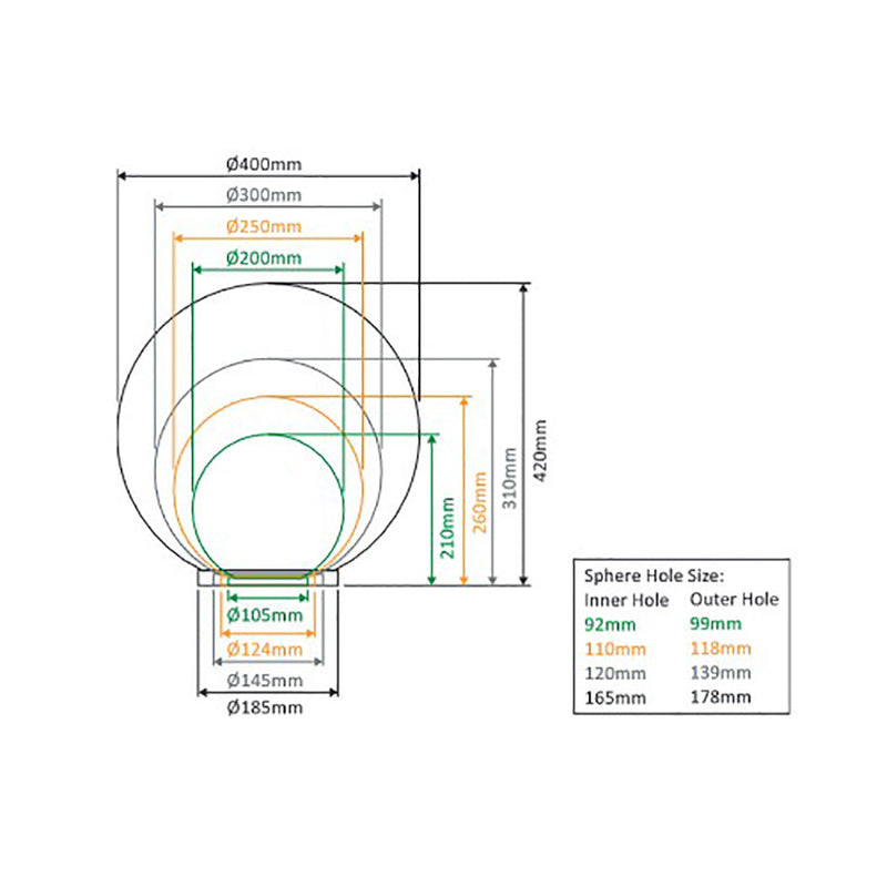 Polysphere Post Top W200mm Opal Polycarbonate - 18599