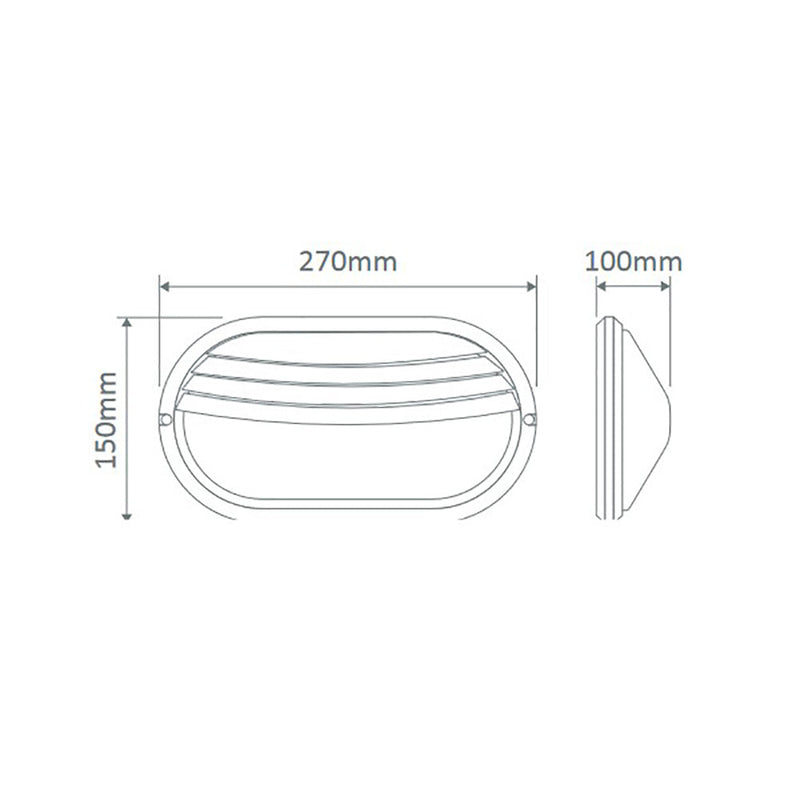 Polyring Oval Eyelid Bunker Light W270mm White Polycarbonate - 18617