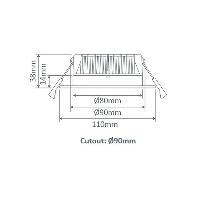 Deco Square Recessed Downlight 13W White Aluminium 3CCT - 20425