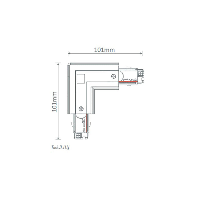 Trak 3 Circuit L Shape Left Live Joiner White - 22165