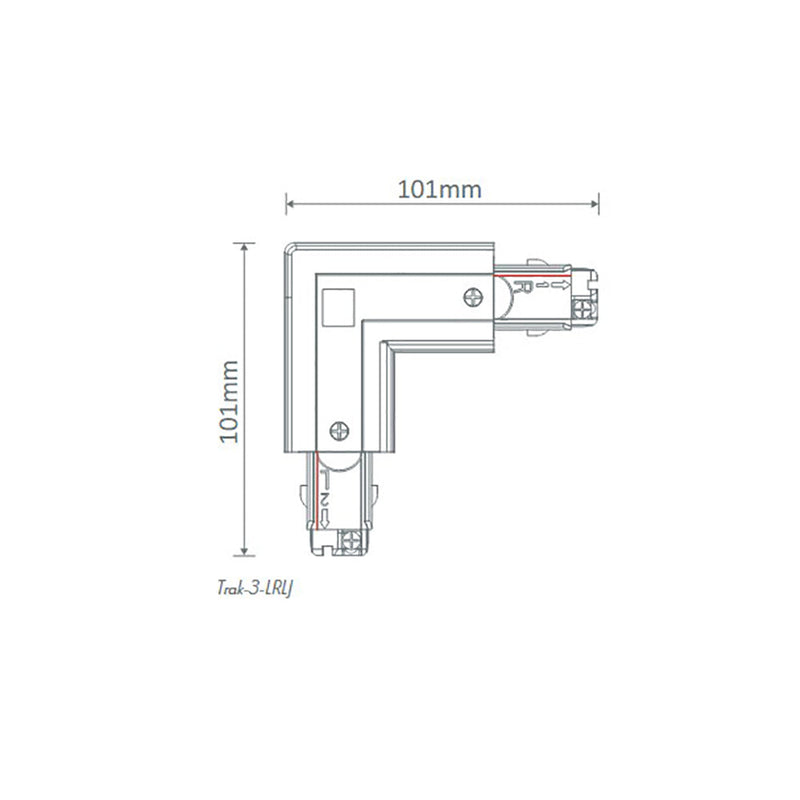 Trak 3 Circuit L Shape Right Live Joiner Black - 22166