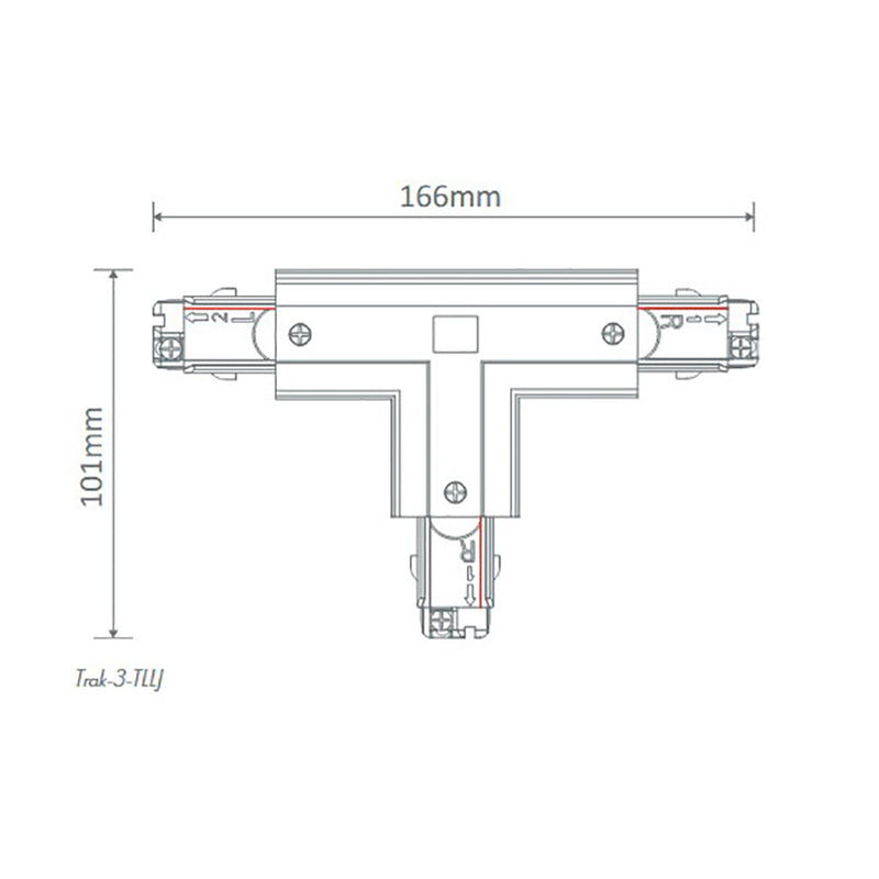 Trak 3 Circuit T Shape Left Live Joiner Black - 22176