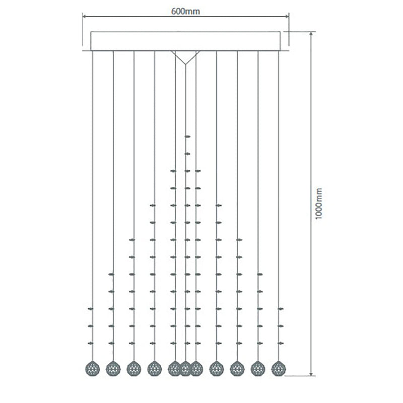 Everest Ceiling Crystal 9 Lights W600mm Chrome 5000K - 35006