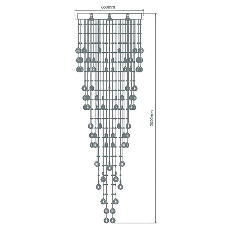 Raindrop Ceiling Crystal 9 Lights W660mm Chrome 5000K - 35009