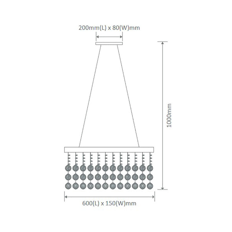 Starlight Ceiling Crystal 4 Lights W600mm Chrome 5000K - 35034