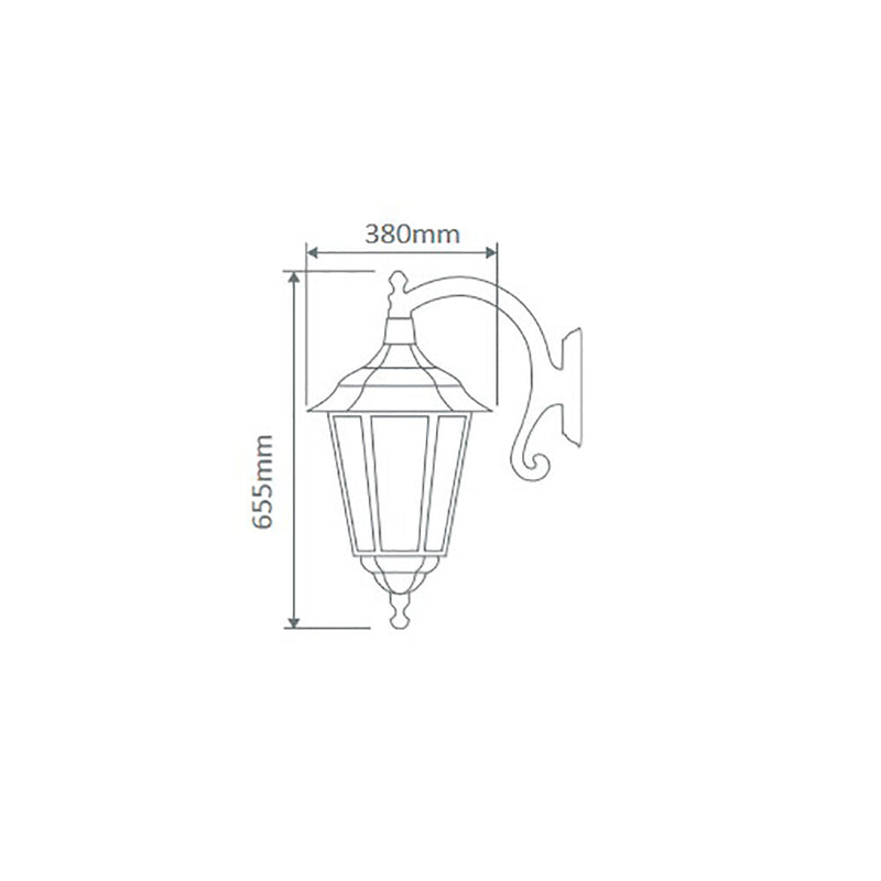 Chester Outdoor Wall Lantern Down Bracket H655mm Burgundy Aluminium - 15105