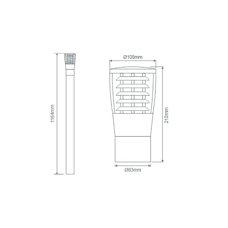 BL-300 Bollard Light H1164mm Green Aluminium - 10743