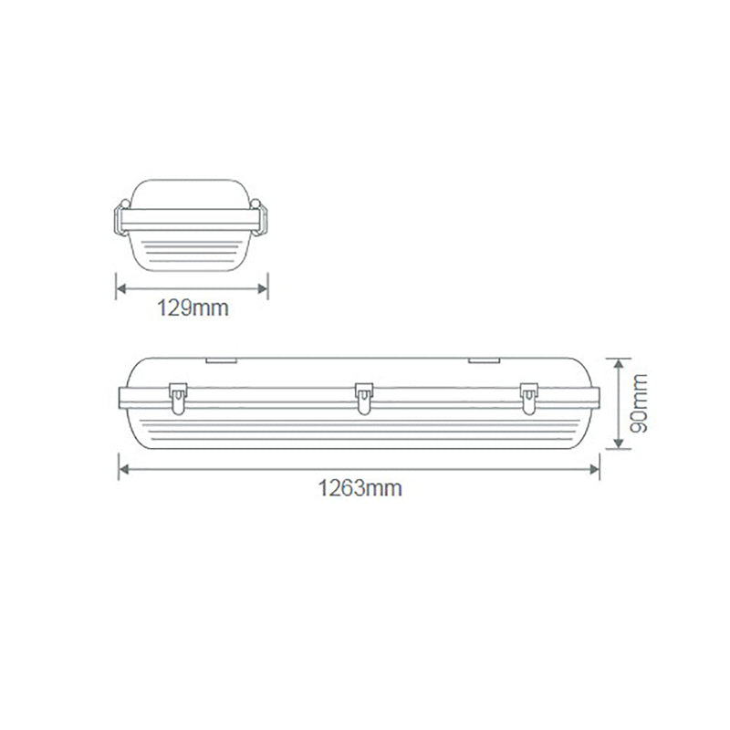 Hydro LED Batten Light L1263mm White Polycarbonate 3CCT - 66017