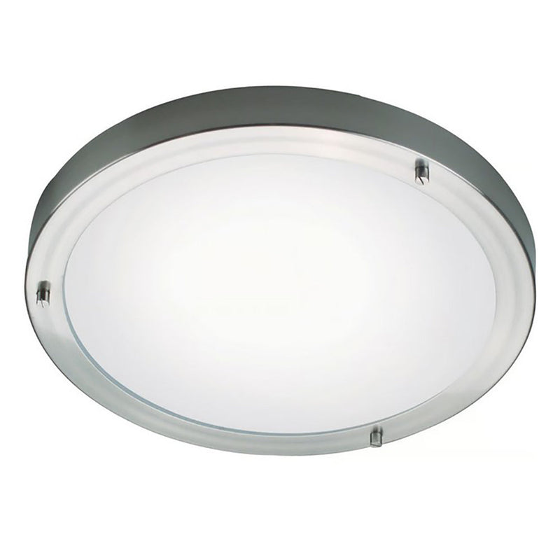 Ancona Round Oyster 2 Lights Brushed Steel Metal - 25316132