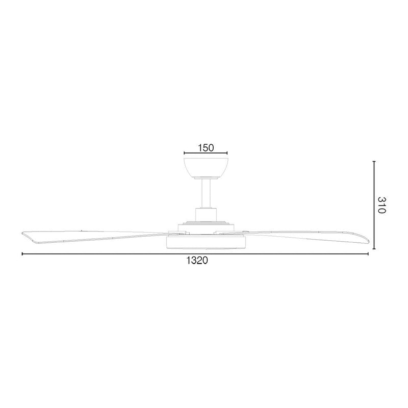 MASCOT DC Ceiling Fan 52" Matt White Moulded ABS Blade - 22197/05