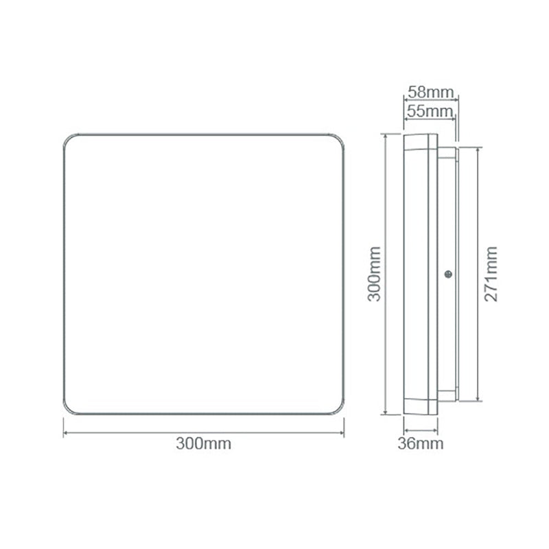 Sunset Square LED Oyster Light W300mm White Polycarbonate 3CCT - 20887