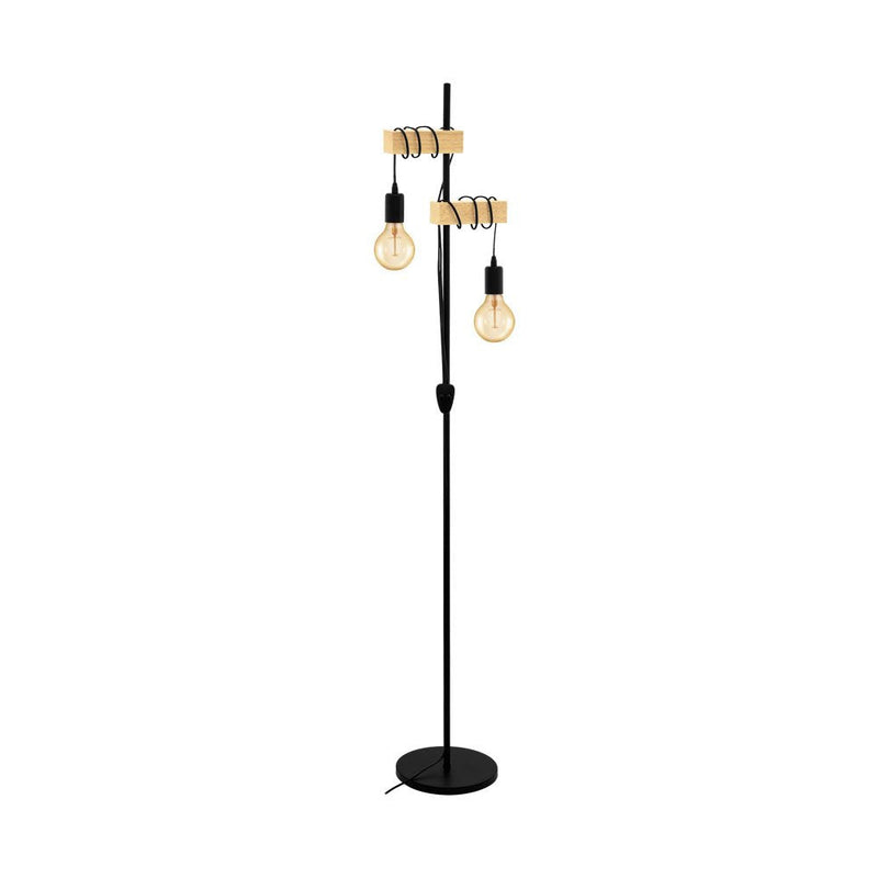 Townshend 2 Light Floor Lamp Black & Brown - 32919N