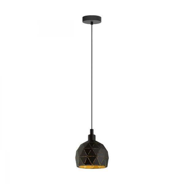 Buy Pendant lights australia - Roccaforte 1 Light Pendant Black & Gold 170mm - 33345N