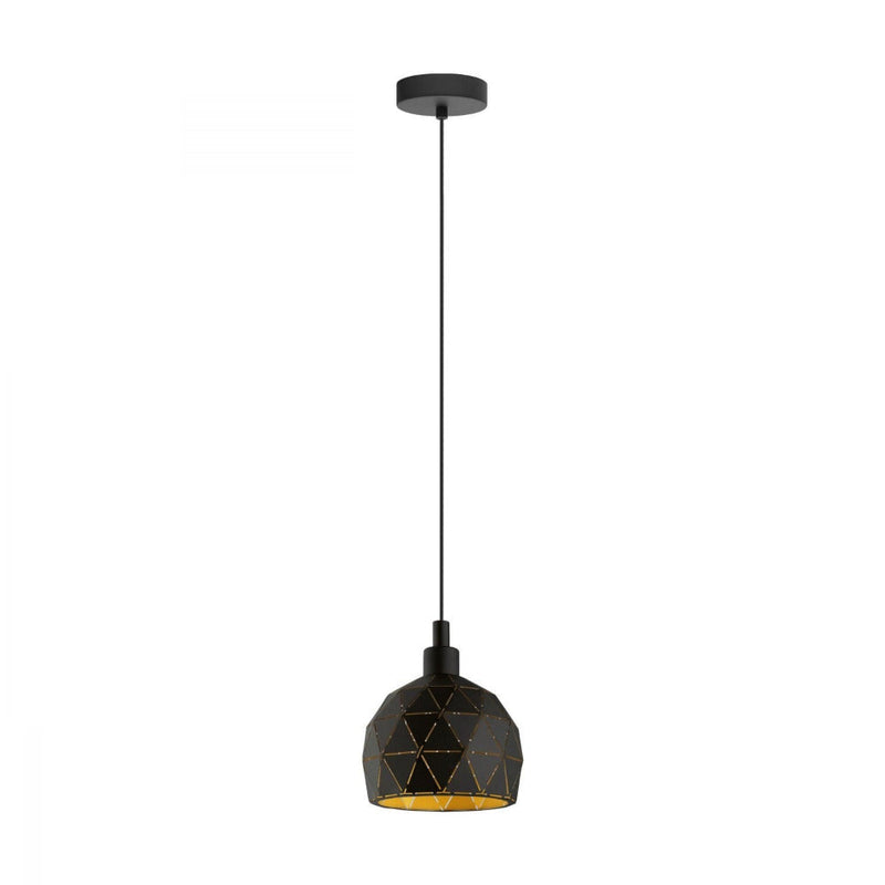 Buy Pendant lights australia - Roccaforte 1 Light Pendant Black & Gold 170mm - 33345N