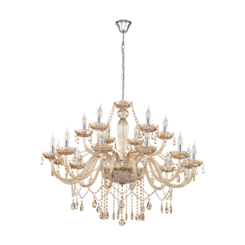 Basilano 18 Light Chandelier Chrome & Cognac - 39095