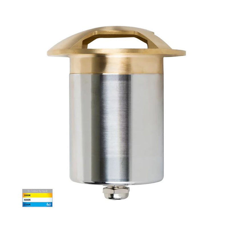 Viale Outdoor Step Light 12V Triple Driveway Brass Stainless Steel 3CCT - HV19082T-BR