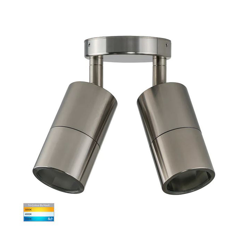 Tivah Exterior 2 Spotlights Adjustable Titanium Aluminium 3CCT - HV1385T