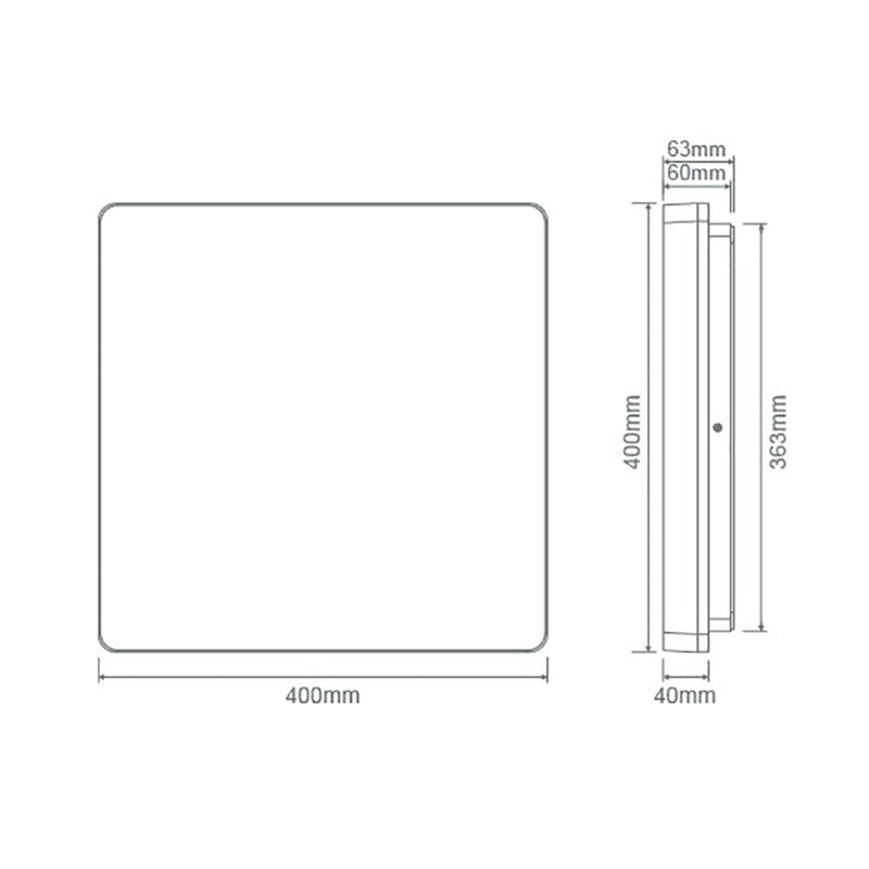 Sunset Square LED Oyster Light W400mm White Polycarbonate 3CCT - 20888