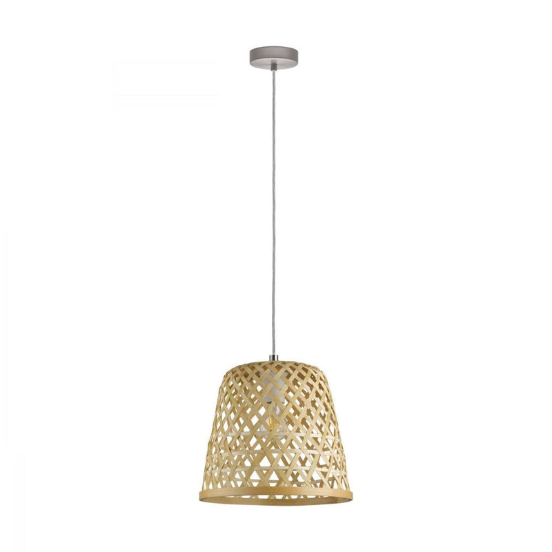 Buy Pendant lights australia - Kirkcolm 1 Light Pendant Satin Nickel & Natural 300mm - 43113N