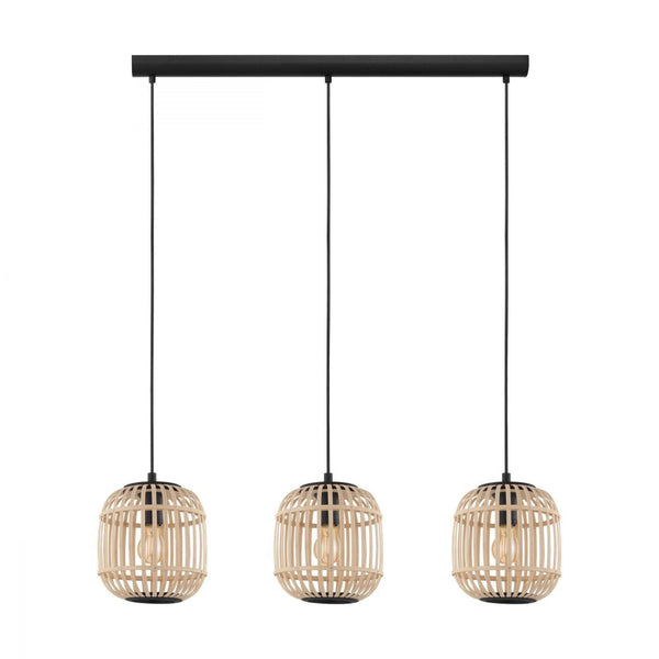 Buy Pendant lights australia - Bordesley 3 Light Pendant Black & Natural - 43217