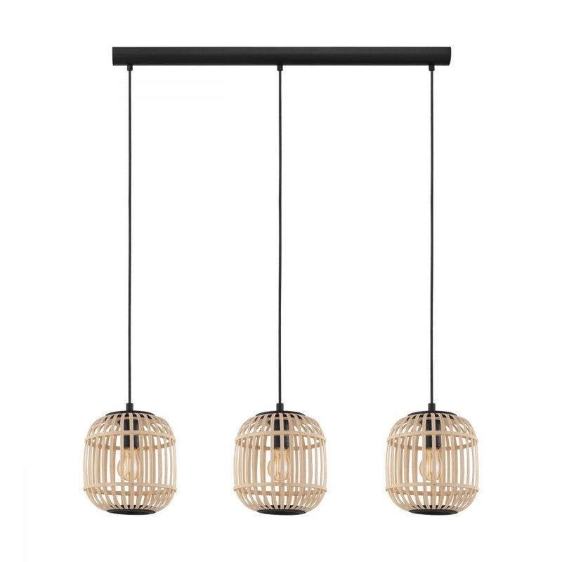 Buy Pendant lights australia - Bordesley 3 Light Pendant Black & Natural - 43217